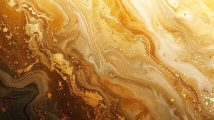 Stunning gold marbling paint creates a luxurious fluid art texture for an elegant background.