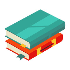 Various books, stack of books, notebooks. Set for book lovers. Read more books. Hand drawn educational vector illustration. Flat design style