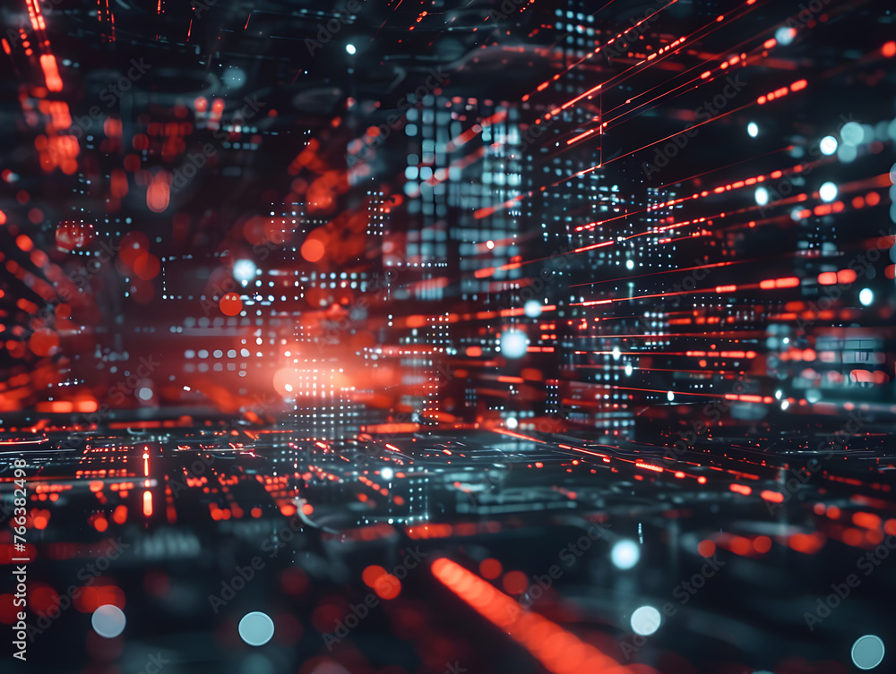 Poster evolution of cybersecurity: abstract background illustration with technological elements