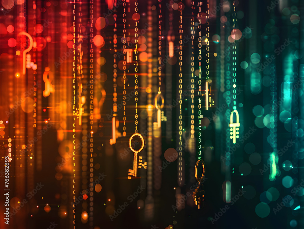 Poster elegance of encrypted key abstract background artistic digital design.