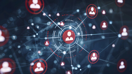 Social Network concept, Human Icons linked for Relationship management, HR human resources with connection link for organisation structure