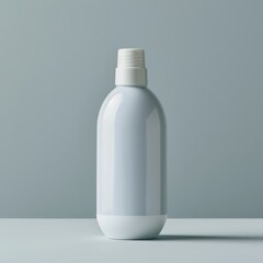 A plain white bottle of lotion or skincare product is featured in this 3D render of a single product photograph against a plain background.
