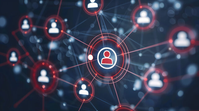 Social Network concept, Human Icons linked for Relationship management, HR human resources with connection link for organisation structure