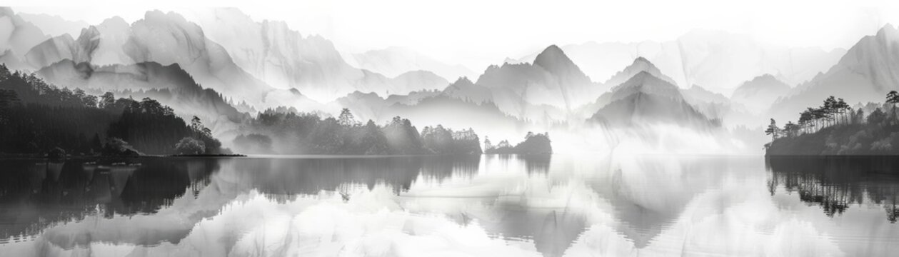 Chinese ink and water landscape painting is a traditional art form that captures the beauty of nature.