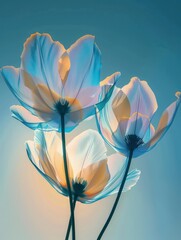 Beautiful fantasy flowers with translucent colors resembling glass
