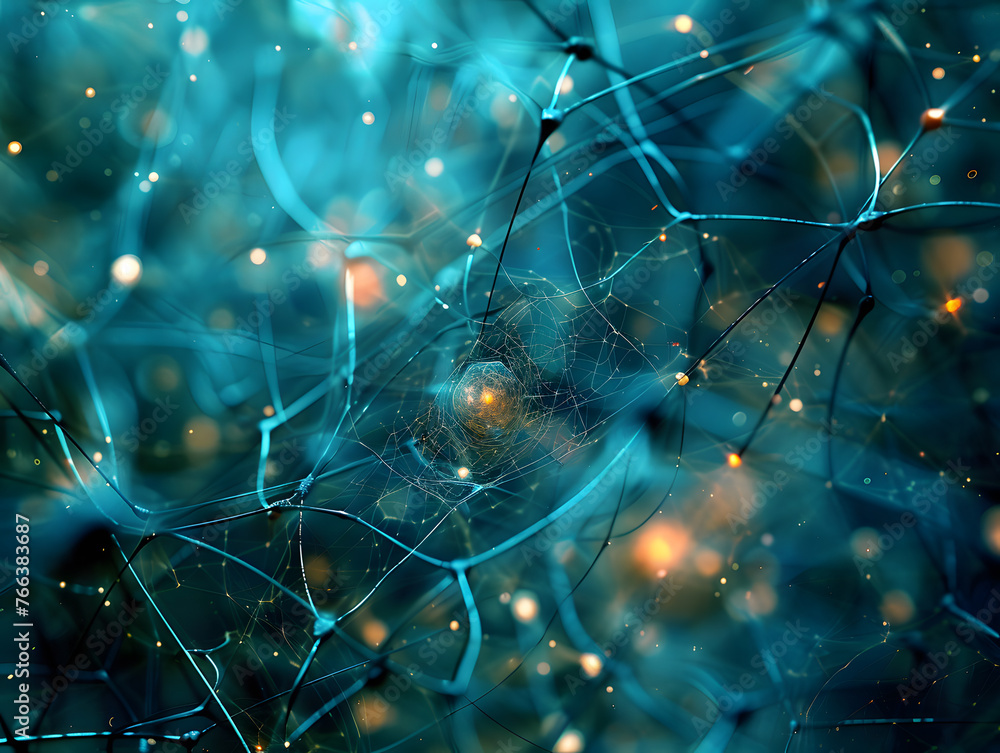 Poster abstract cyberspace tangled web background with futuristic design elements