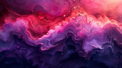 It resembles marble or a cosmic nebula, with swirling patterns of purple, red, and pink colors