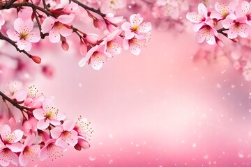 Pink beautiful blooming cherry blossoms background