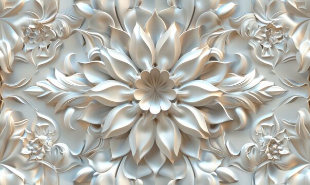 3D floral seamless tile for use as a ceiling background