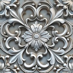Ideal for use as a ceiling background, this 3D floral seamless pattern showcases a Victorian style.
