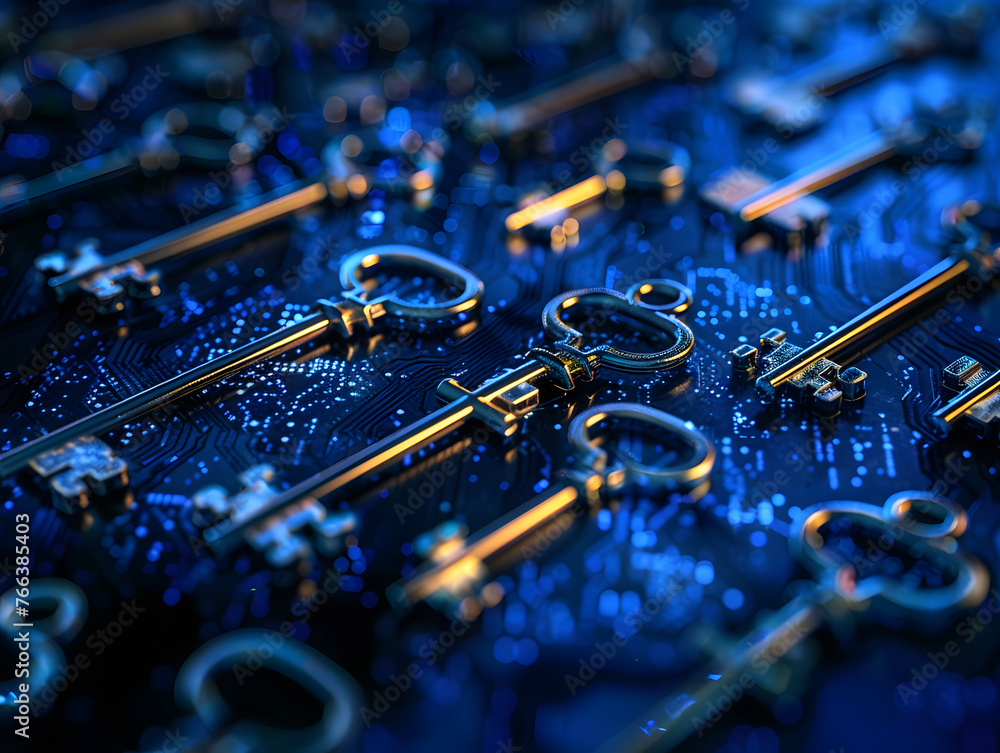 Aufkleber encryption symphony abstract background with unique key elements and intricate design