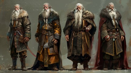 Character design inspired by the lore of Middle Earth featuring iconic elements from Tolkien's richly imagined world. - obrazy, fototapety, plakaty