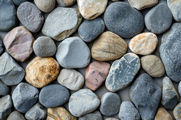 Pattern of Rocks and Pebbles Arranged in a Stack on Top of Each Other in Nature Setting - obrazy, fototapety, plakaty