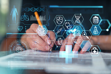 Businesswoman in formal wear taking notes signing contract, office workplace. Concept important working moments, document sign, working process, concentration. Hands shot. Healthcare medical drawing