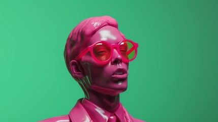 a minimalistic scene brought eye catching view with pink glasses - obrazy, fototapety, plakaty