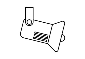Icono negro de foco o proyector de iluminación de un escenario.
