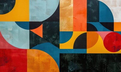 Shapes featured in abstract traditional painting wallpaper for interior decor.
