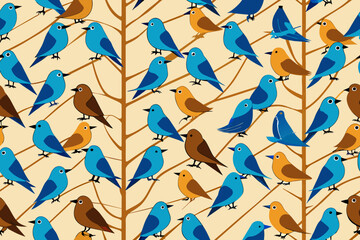 A seamless pattern repeating pattern of birds vector illustration 