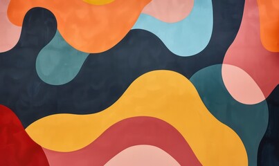 Abstract traditional painting wallpaper featuring shapes for interior decor.
