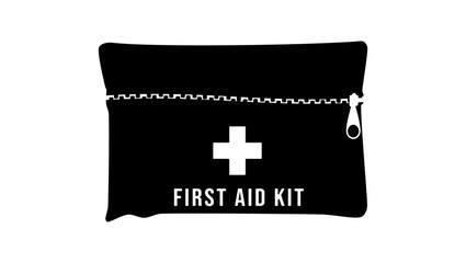 Medical Emergency Bag, black isolated silhouette