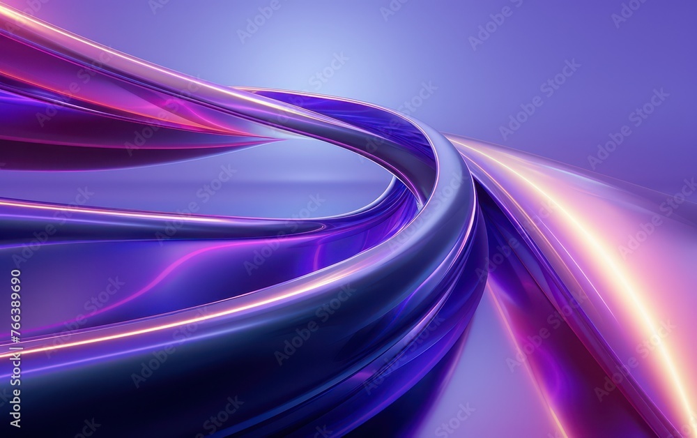 Poster featuring a futuristic glowing effect in a photorealistic 3d render, dynamic 3d waves, and realistic