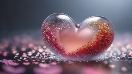 Fototapeta premium Heart shape for Love concept, Valentine's Day concepts. love symbol, concept for Valentine's Day, wedding etc. Heart elements for love concept design. AI generated image
