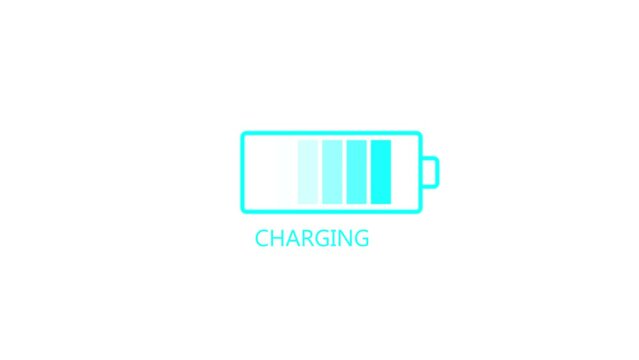 Animated icon charge battery. Battery monitor screen pixel. Energy ion lithium battery.