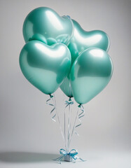 Blue green heart balloons colorful background