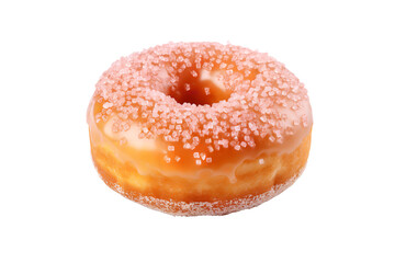 A single donut bun floating in the air, isolated on a white background with no shadows. The donut roll is round and covered entirely in sugar dust