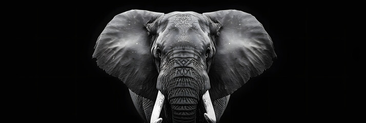 a black and white photo of an elephant with tusks and tusks on it's ears.