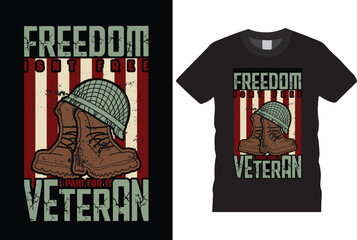 Vintage typography Veterans day memorial T Shirt Design. Army veteran soldier t shirt template  Illustration. Ready for Printing .