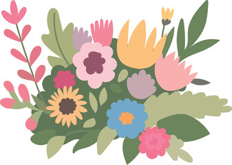 Flower leaves summer card elements spring illustration