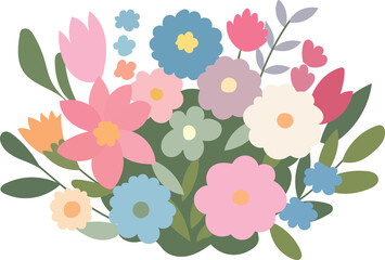 Flower leaves summer card elements spring illustration