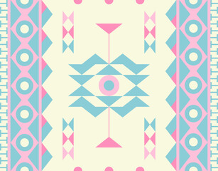 Navajo Pattern Fabric Design Concept Pastel Color Pink Blue Orange. Print Clothing Pants Shirts Wallpaper Multipurpose cloth Home decoration Fashion Ethnic Textile industry and more.