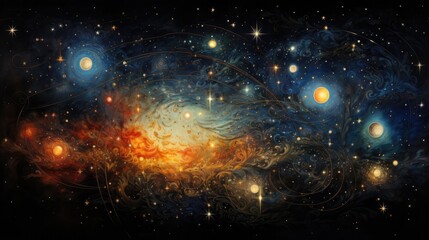 Celestial Pattern Symphony of Cosmic Luminescence and Interstellar Brilliance