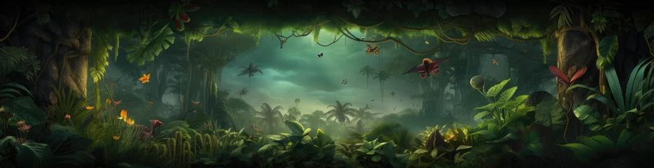 Foto op Plexiglas misty forest digital banner background © AndoZenith