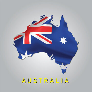 Australia country map with flag