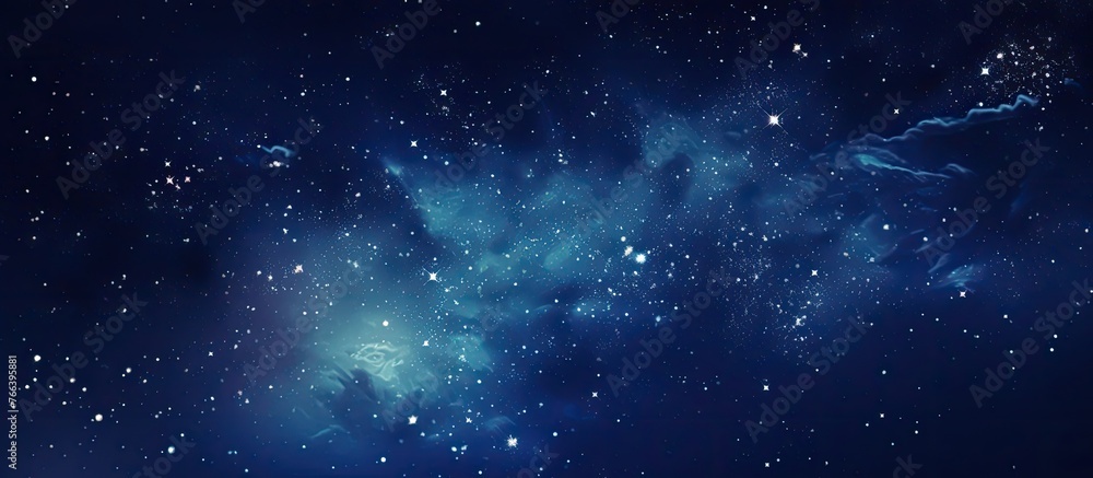 Poster an astronomical object in the electric blue galaxy filled with countless stars creating a mesmerizin