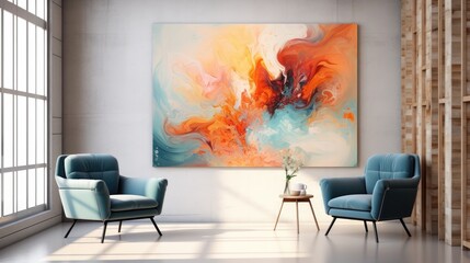 Ethereal Cosmic Abstraction:Captivating Colorful Canvas Art for Elegant Interiors