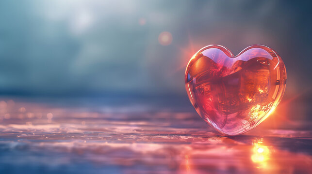 Heart shaped glass on table