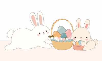 Happy Easter Rabbit Icon. Cute Easter Bunny Mascot. Traditional Spring Holiday Decoration Rabbit Funny Character Symbol Illustration Art.	
