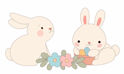 Happy Easter Rabbit Icon. Cute Easter Bunny Mascot. Traditional Spring Holiday Decoration Rabbit Funny Character Symbol Illustration Art.	
