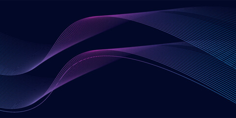 Dark abstract background with glowing wave. Shiny moving lines design element
