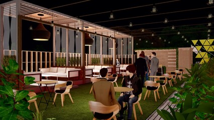 luxurious rooftop restaurant