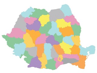 Outline of the map of Romania with regions