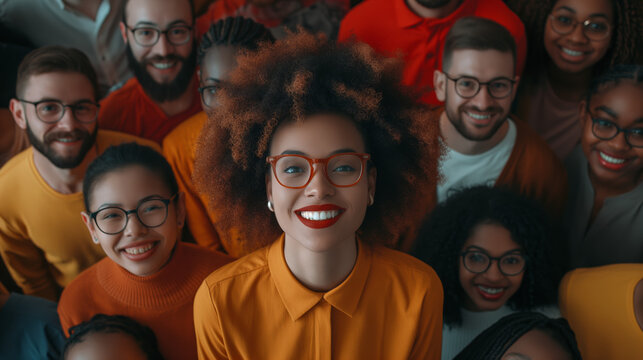 A diverse group of friends and family are posing for a photo, wearing casual clothing and smiling. DEI, DEIB