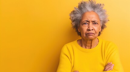 Retired Black Lady Sadness Yellow Backdrop