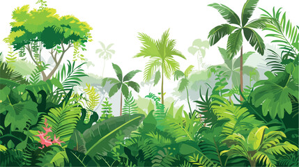 Lush Vegetation in the Rain Forest of Costa Rica flat - obrazy, fototapety, plakaty