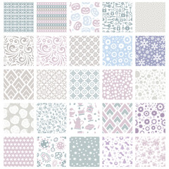 Silhouette of geometric pattern seamless tile pastel vector seamless set