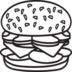 Food and Snacks Coloring pages for coloring book. Food outline vector